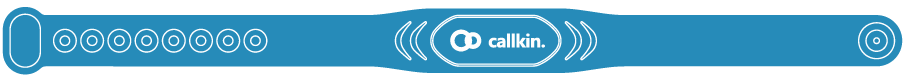 CallKin wristband in blue (design render, not a product photo)