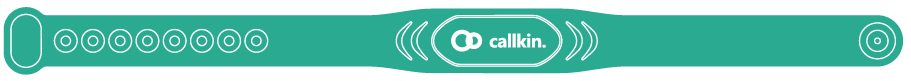 CallKin wristband in green (design render, not a product photo)
