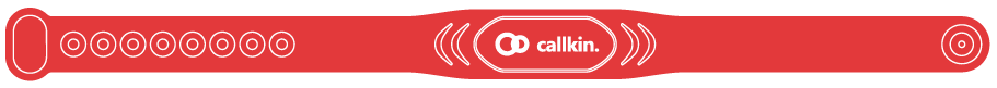 CallKin wristband in red (design render, not a product photo)